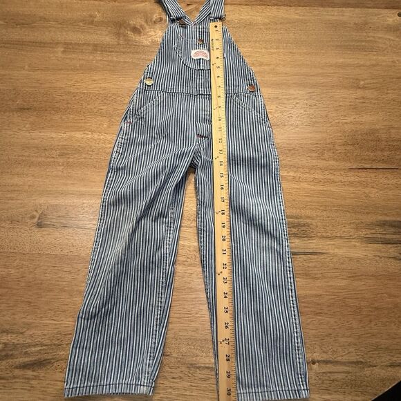 Round House Boys Striped Train Conductor Style Bib Coveralls Size 5 Thomas Train - Picture 9 of 14